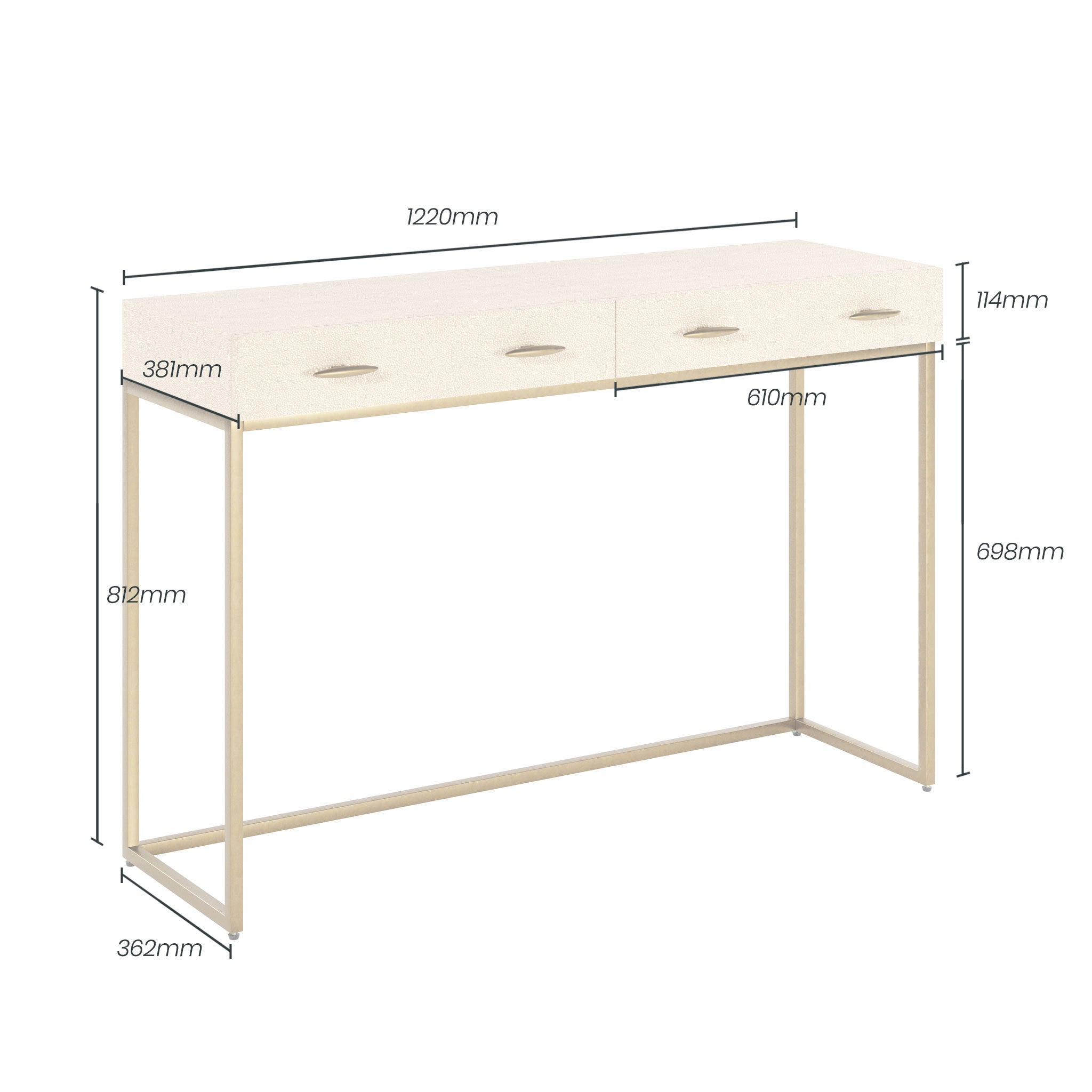 DI Designs Hampton Ivory Shagreen & Gold Console Table